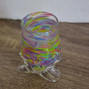 Blown  Splatter Glass Bud Vase
